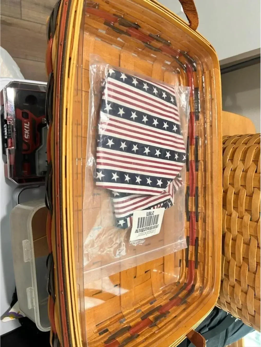 Longaberger large serving basket tray patriotic